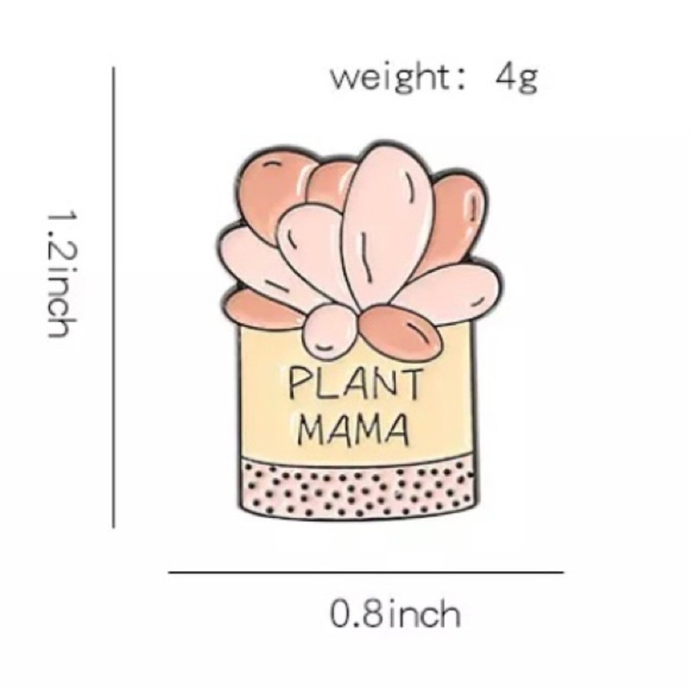 6/$30 Plant Mama Succulent Enamel Brooch Pin - Picture 2 of 3